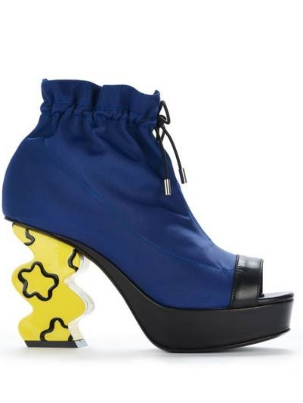 IRI NYC Neoprene Blue Yellow Ankle Boots Abstract Mod Wave 40 Italy Streetwear